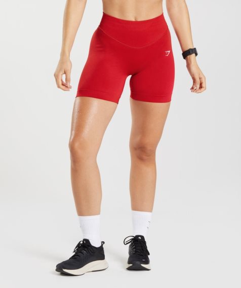 Women's Gymshark Sweat Seamless Sculpt Shorts Red | CA 538A17